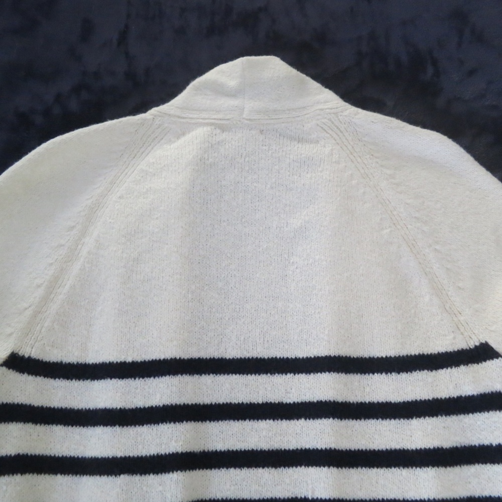 J.JILL Cozy Open Front Striped Long Line Cardigan Size XL Navy Nautical Stripe - Picture 12 of 12